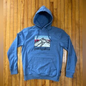 Patagonia Line Logo Ridge Uprisal Hoodie Blue Mens M Graphic Sweatshirt Pullover